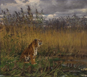 G za Vastagh A Tiger in a Landscape Oil Paintings
